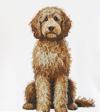 Brown Golden doodle Dog Breed Bathroom SET OF 2 HAND TOWELS EMBROIDERED