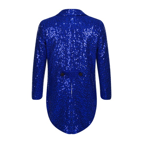 Boys Tuxedo Sequined Blazer Tailcoat Swallowtail Jacket Performance Costume - Picture 24 of 92