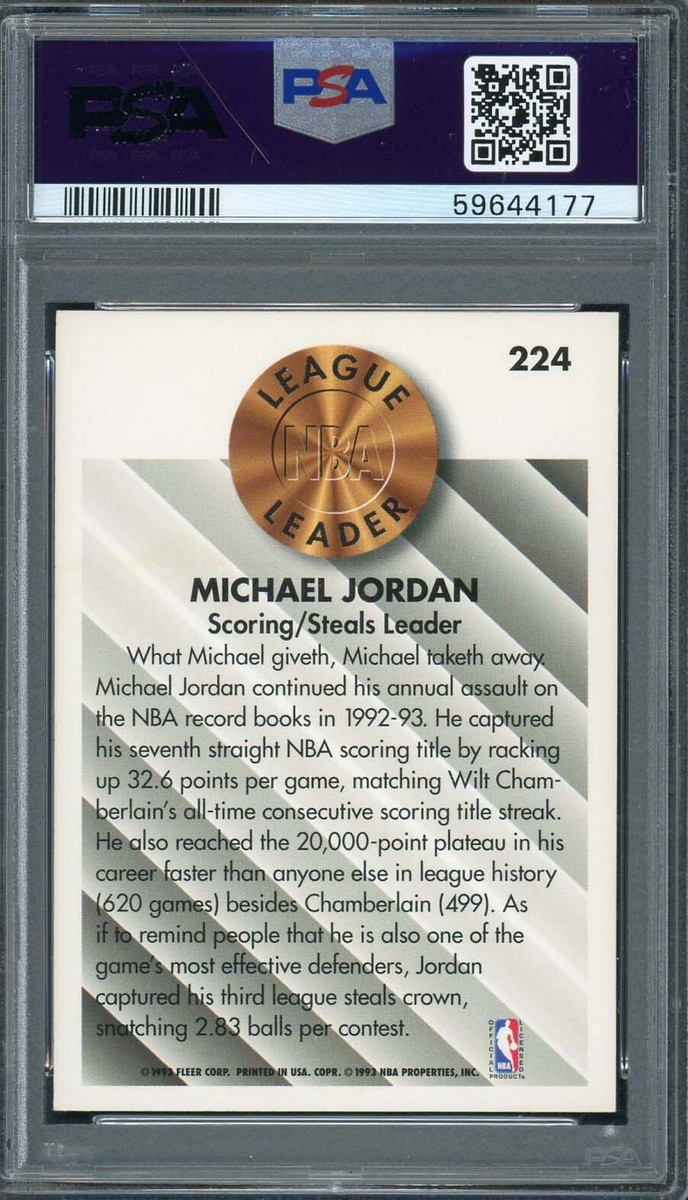 Michael Jordan 1993 Fleer Basketball Card #224 Graded PSA 8