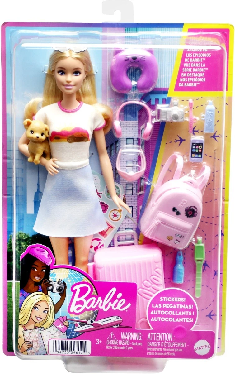 Barbie Voyage avec poupée, chien et accessoires, Barbie