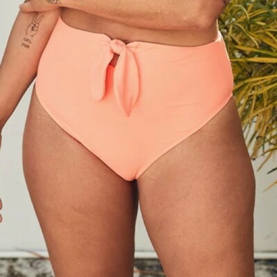 AERIE Tie High Cut Cheeky Bikini Bottom NWOT Size Large