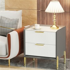 Modern Chest of Drawers Bedside Cabinet Nightstand 2 Drawer Marble Top Bedroom