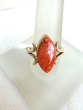 Navajo Larry Castilo Spiny Oyster Shell Ring 925 Sterling Silver Size 9