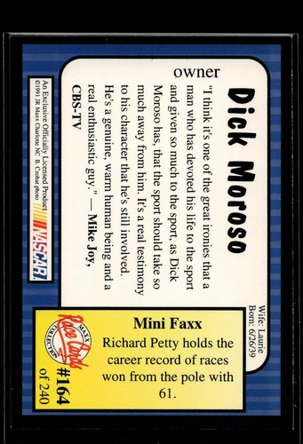 1991 Maxx #164 Dick Moroso RC (NM)(RAC) - Picture 2 of 2