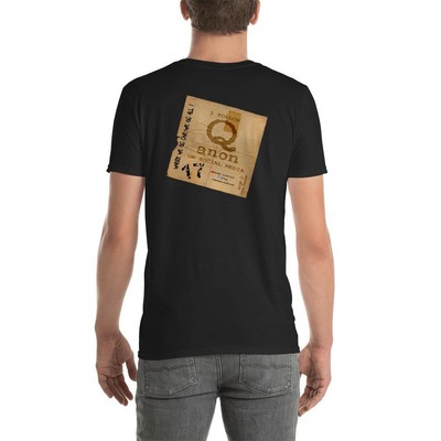 Q-Anon Crumpled Paper Logo; Black, Short-Sleeve Unisex T ...