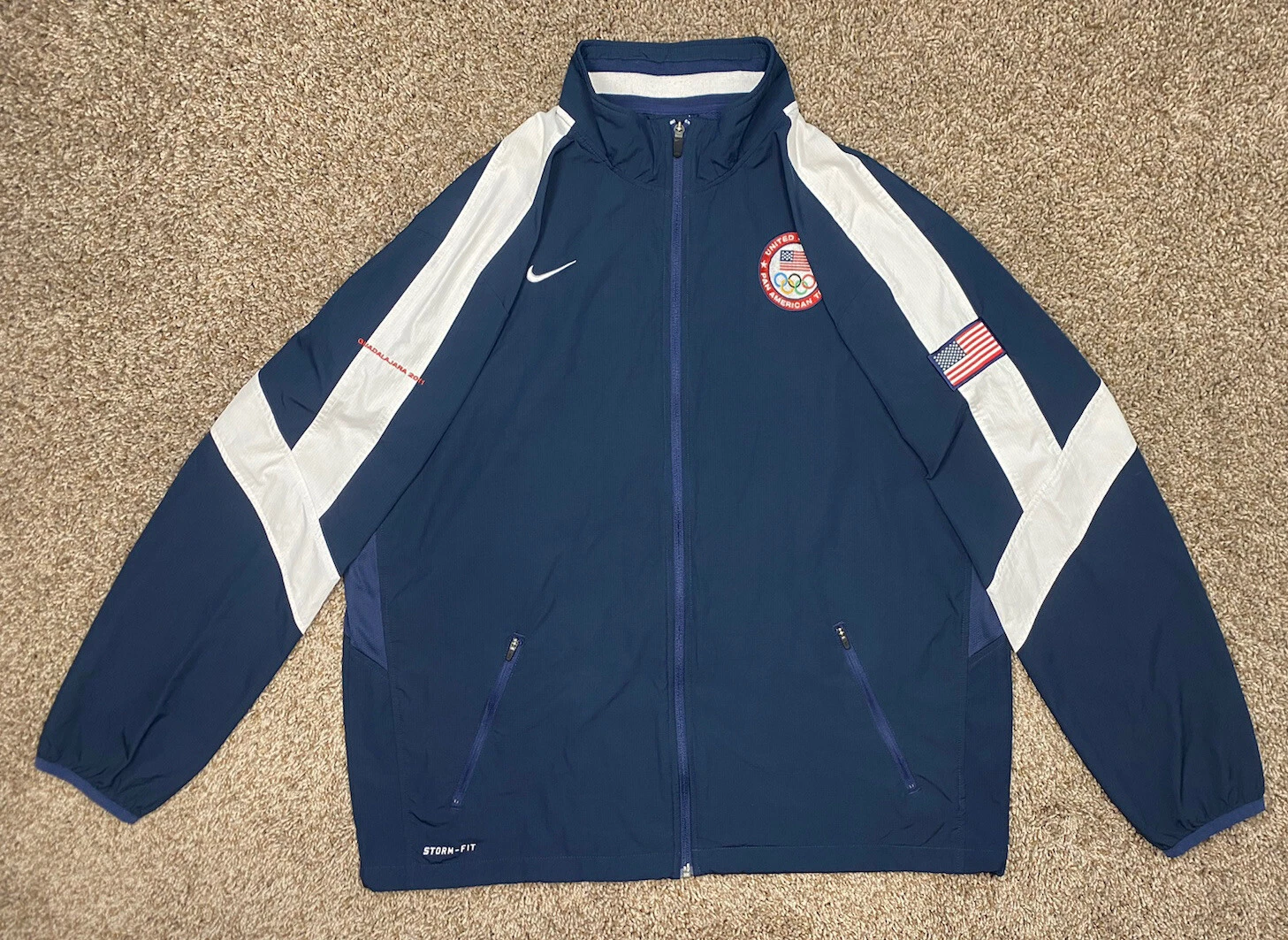 2011 USA Olympics Pan American Jacket Men Size XL Blue Nike Storm Fit Rare