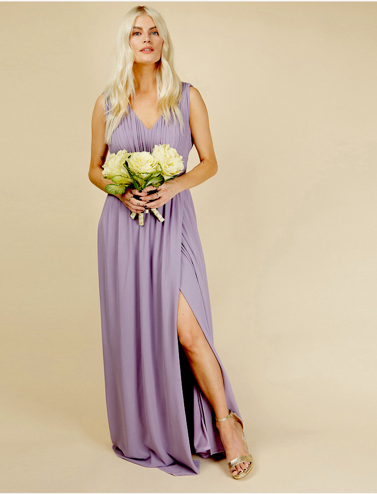chinese dress ladies Little Mistress Women's One-Shoulder Corsage Bridesmaid Maxi Dress, Purple,  16: Buy Online at Best Price in UAE