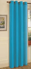 8 Grommet Semi-Transparent Faux Silk Window Curtain Aqua 55"x84" Single Panel