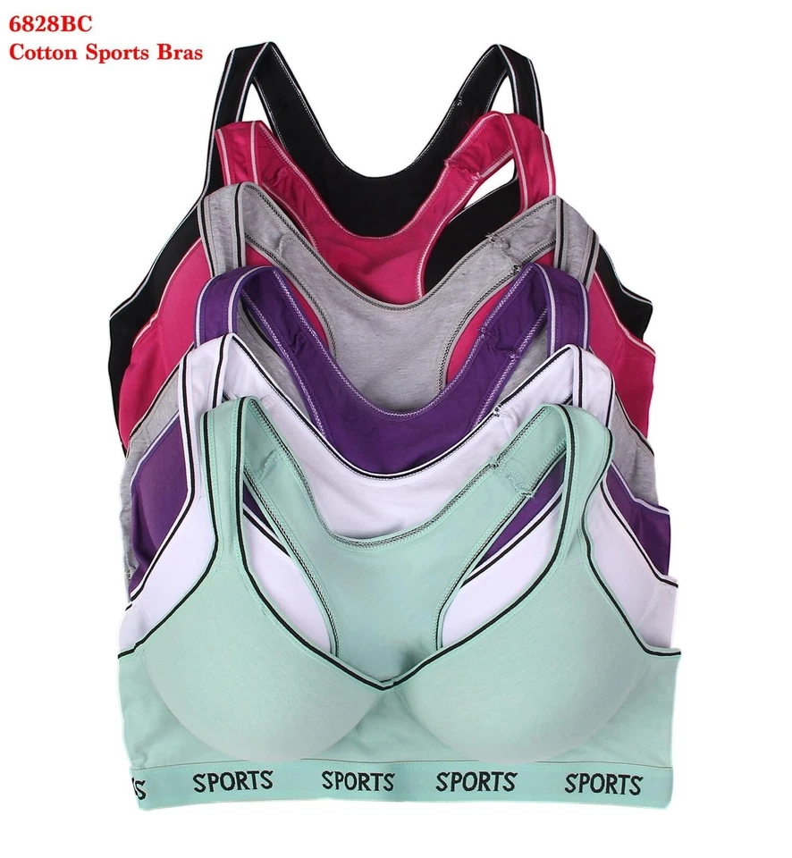 3/6 Pack Racerback Sports Bra Women's High Impact Running Yoga Workout Bras 6826 - Image 4 of 4
