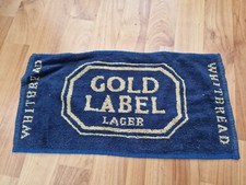 RARE VINTAGE Whitbread Gold Label Pub Bar Bier Handtuch Breweriana