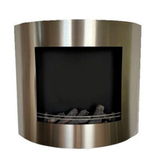 Biocamino mod LUNA 80 Camino al bioetanolo argento inox reolabile box parete pav