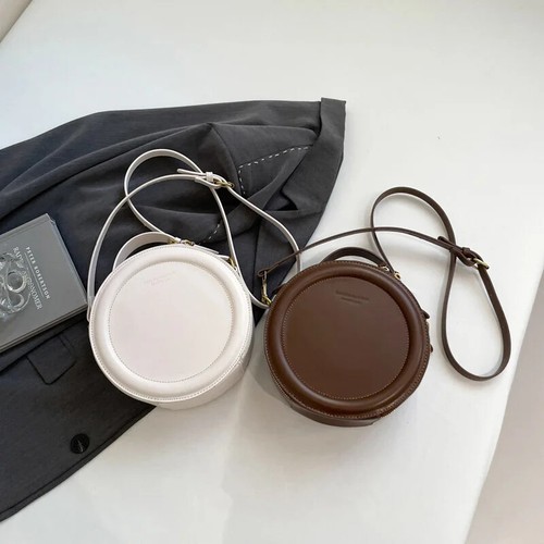 Umhängetasche für Damen Luxus Handtaschen Leder rund klein Schulter Reißverschluss Handtasche - Bild 16 von 20
