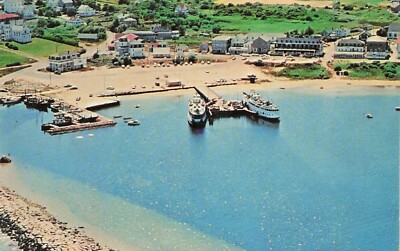 Steamship Dock At Old Harbor On Block Island Rhode Island 1960s Postcard