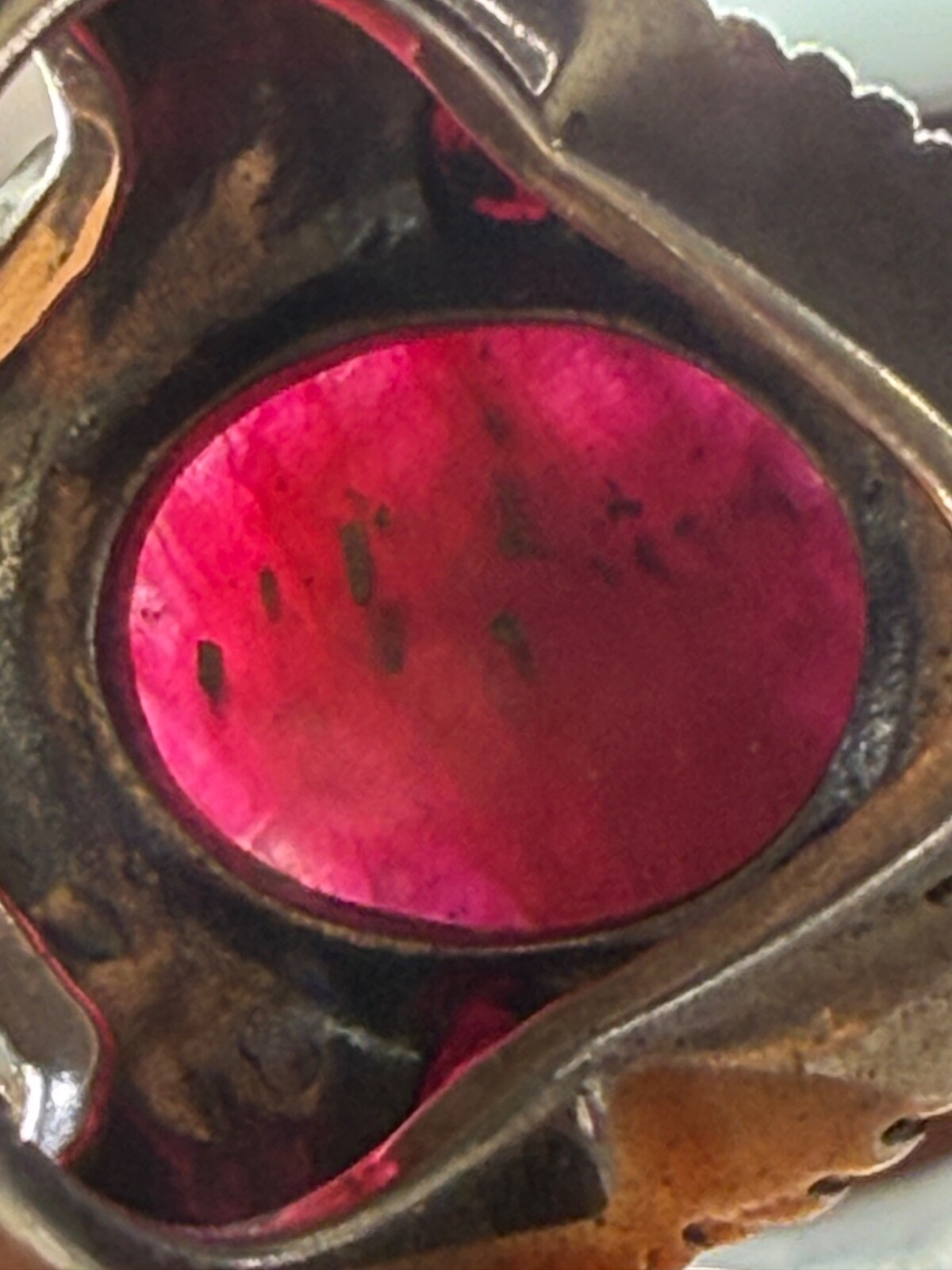 Sterling Silver Ring Marcasite & Composite Ruby-T… - image 9