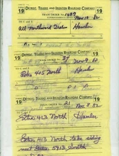 DETROIT,TOLEDO & IRONTON R.R. DT&I TRAIN ORDERS (16) HAMLER, OHIO  ALL  1982. 
