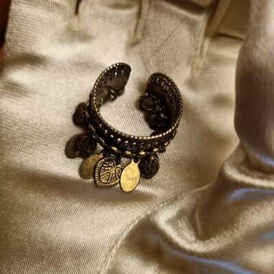 Bague Satellite à Pampilles Style Oriental Taille 53 | Métal Vieilli | Occasion