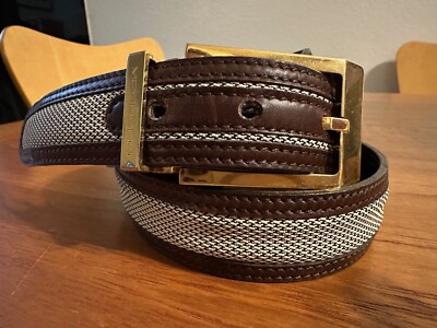 New MORESCHI Taormina Twin 2-Tone Leather Belt 110cm/44mm NWOT