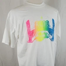 Reno Biggest Little City Vintage 80's T-Shirt XL Screen Stars, Neon Raised Print