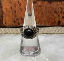 Sterling Silver Black Chalcedony Gemstone ring SZ 8 10.24 grams