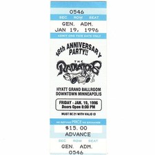 THE RADIATORS Concert Ticket Stub MINNEAPOLIS MN 1/19/96 HYATT Rare Mail Order