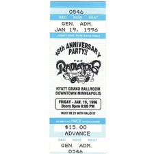 THE RADIATORS Concert Ticket Stub MINNEAPOLIS MN 1/19/96 HYATT Rare Mail Order