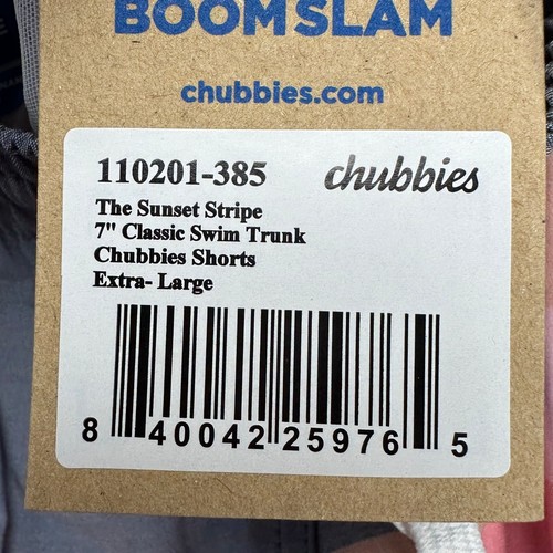 Chubbies The Sunset Stripe Swim Trunks Mens XL Grey Pink Mesh Lined Swimwear NEW - Picture 2 of 8