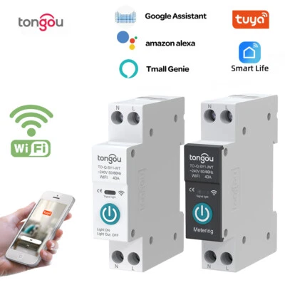 TONGOU tuya with metering wifi smart circuit breaker Switch 1P 63A DIN Rail smart home