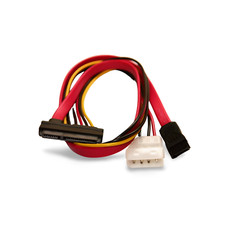 1.67ft SATA 7 Pin and SAS 15 Pin to SATA 4 Pin Power Cable - Red