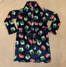 Minecraft bathrobe large kids navy blue creeper boys girls robe