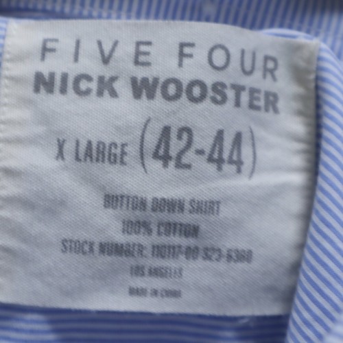Five Four Nick Wooster Cotton Striped Long Sleeve Button Up Shirt Blue Men's XL - Picture 5 of 6