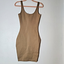 Fashion Nova Bodycon Dress Size S Nude Sleeveless Stretch Scoop Neck Tank Style