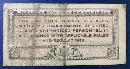 VINTAGE MILITARY PAYMENT CERTIFICATE 5C CIRCULATED - Picture 2 of 2