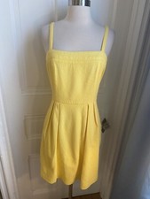 ANN TAYLOR LOFT YELLOW FIT & FLARE 98%  COTTON 2% SPANDEX  DRESS-SIZE8-NWOT!!