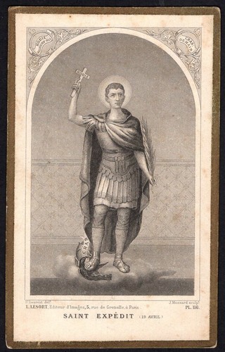 santino antico grabado de San Expedito image pieuse holy card estampa