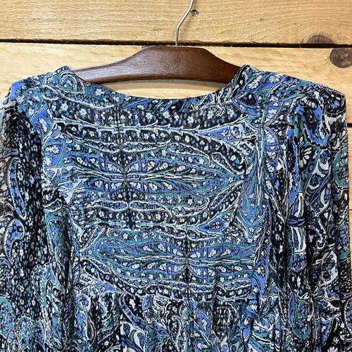 Blusa Camisa Top Joie Cuello en V Manga Globo 3/4 Floral Cachemira Talla M Azul - Imagen 8 de 10