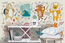 3D Animal Math Wallpaper Wall Mural Removable Self-adhesive Sticker 63