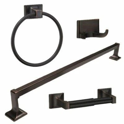 Oil Rubbed Bronze 4 Piece Bathroom Hardware Bath Accessory Set - Image 1 of 4