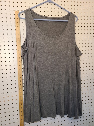 Lane Bryant Sleeveless Tank Top Shirt Scoop Neck Curve Hem Gray 18/20 Soft Flowy - Picture 7 of 8