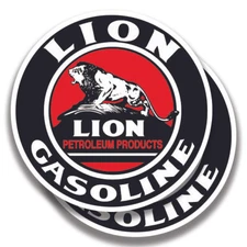 LION GASOLINE DECAL Vintage Style 2 Stickers Bogo Car Window Bumper Truck