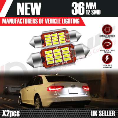 2x12 LED Audi A3 A4 A6 Nummernschild PURE XENON WEISS Glühbirnen - FEHLERFREI