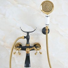 Black Gold Brass Bathtub Clawfoot Bath Tub Faucet w/ Handheld Shower ana527