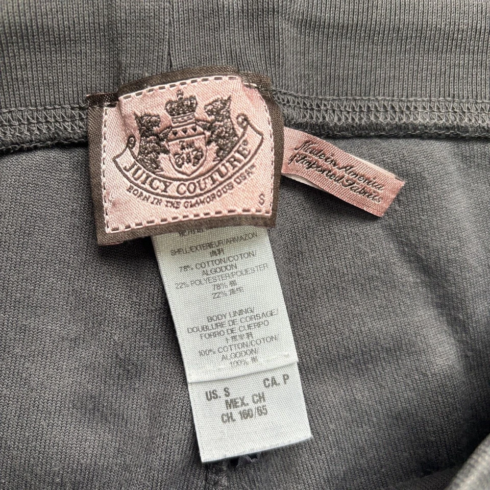 Calça de moletom Juicy Couture vintage veludo feminina S cinza perna alargada puxar EUA Y2K - Imagem 3 de 4