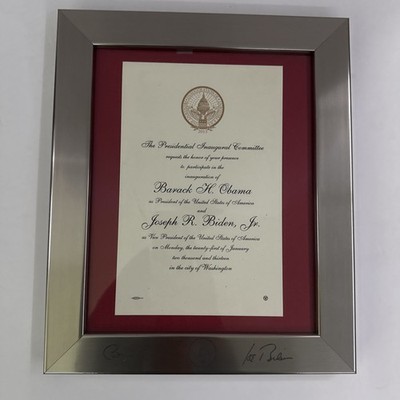 Official 2013 Barack Obama Joseph Biden Inauguration Invitation Signature Frame