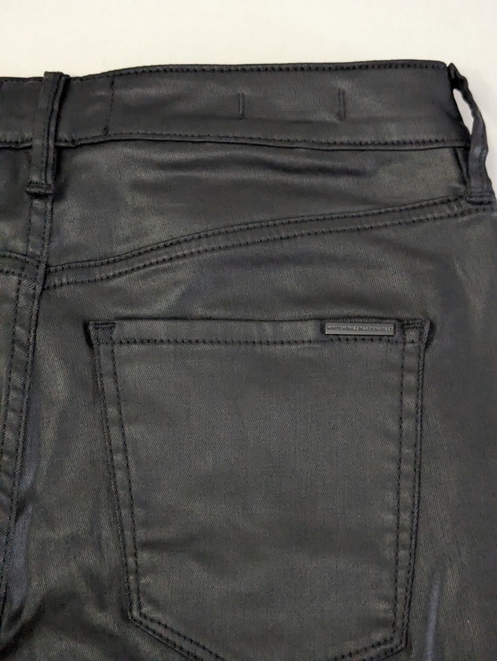 WHBM High Rise Straight Vegas Coated Black Jeans Women's Size 4R W29 ...