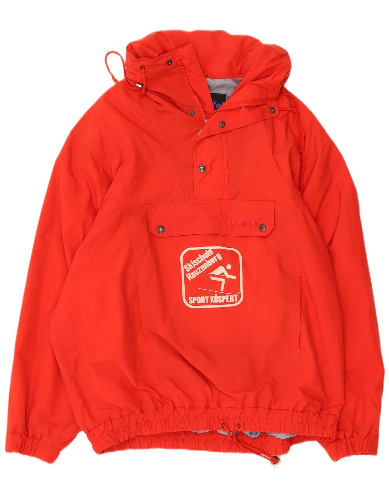 Schoffel Mens Graphic Hooded Anorak Jacket IT 52 XL Red Nylon CE04