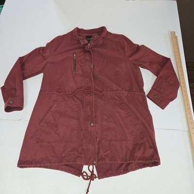 Forever 21 Parka Cargo Utility Hooded Jacket Coat Red Maroon Size 2X Y2K