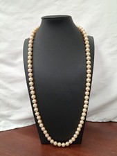 Majorica Pearl Necklace 8mm 27 Inch Sterling Silver Clasp Original Box (Spain)