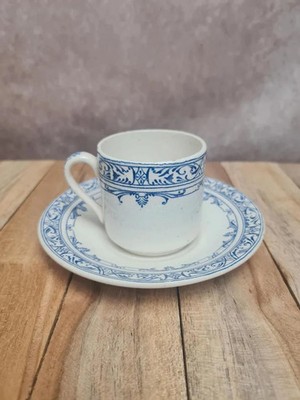 Alte Tasse und Untertasse Terre de fer Colbert Creil & Montereau blau