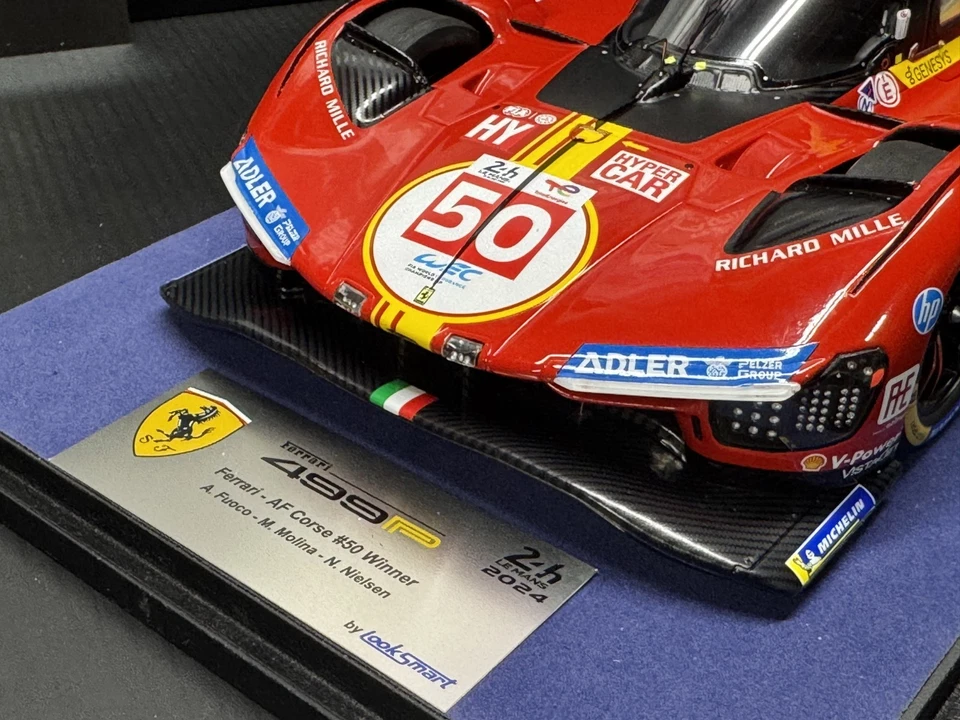 Ferrari 499P AF Corse #50 Le Mans 2024 Winner w/ Display Case 1/18 Looksmart - Image 4 of 4