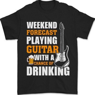 Gitarre Forecast Lustig Bier Alkohol Herren 100% Baumwoll